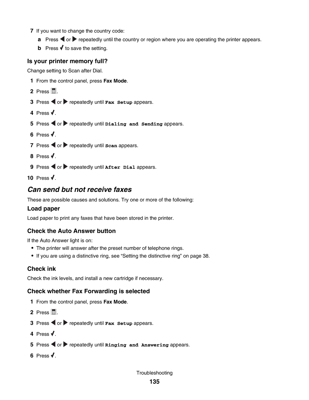 Lexmark 5000 Series manual Can send but not receive faxes 