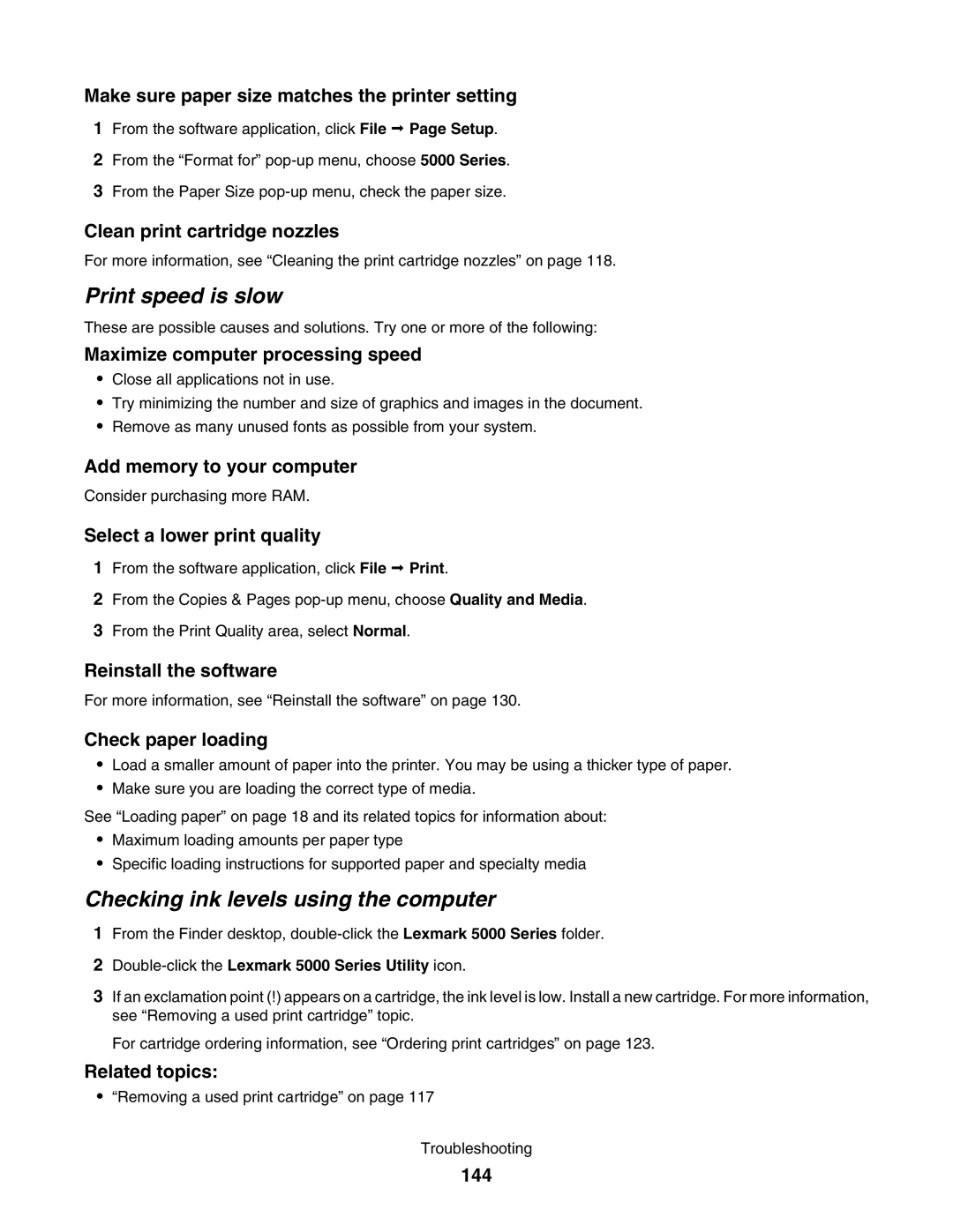 Lexmark 5000 Series manual Print speed is slow, Checking ink levels using the computer 