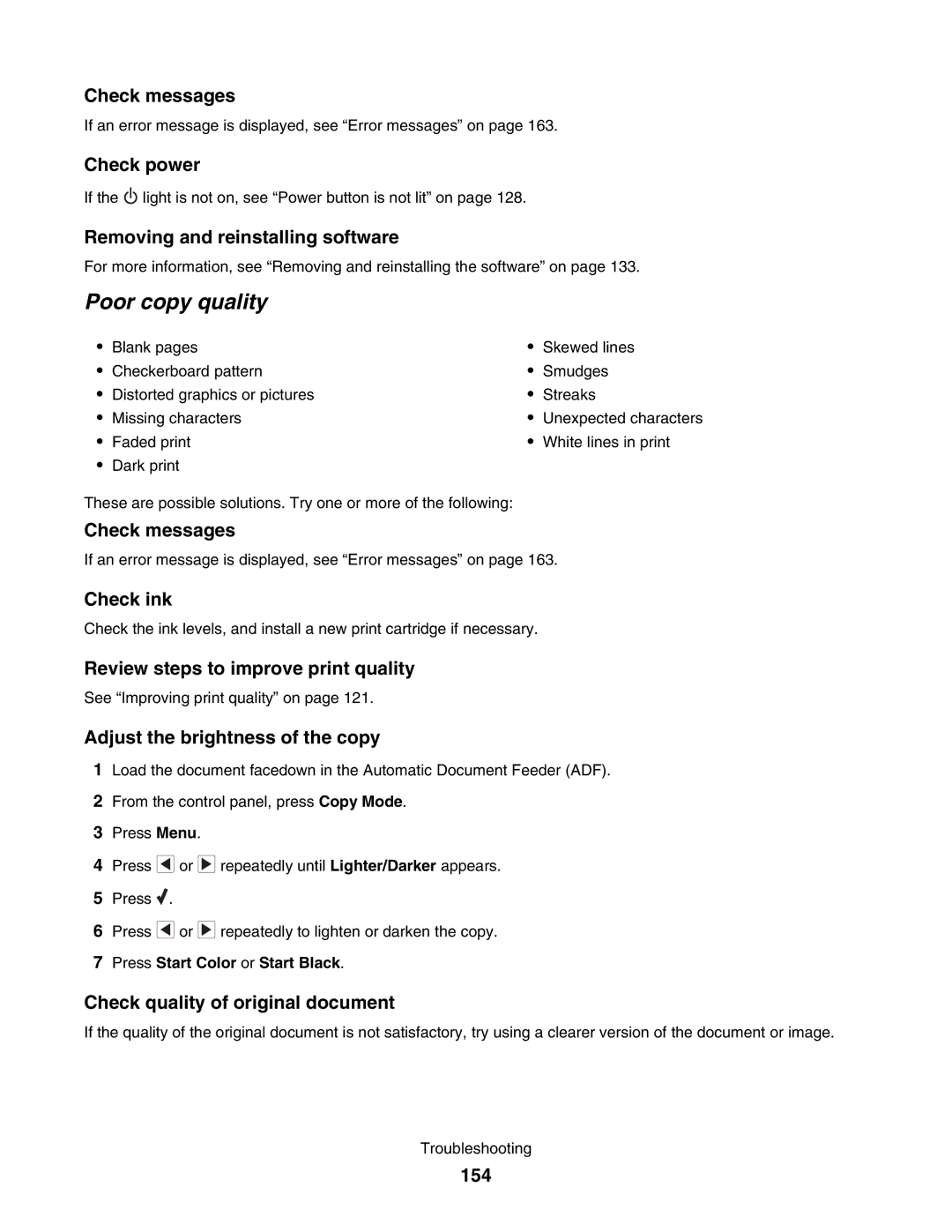 Lexmark 5000 Series manual Poor copy quality 