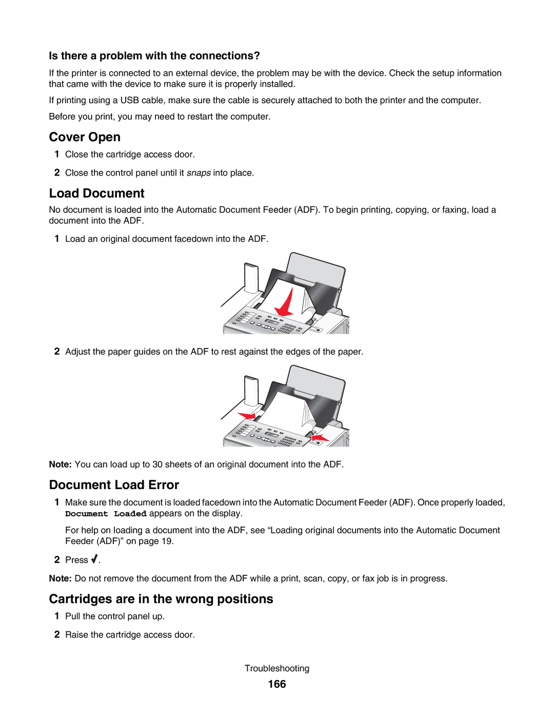 Lexmark 5000 Series manual Load Document, 166 