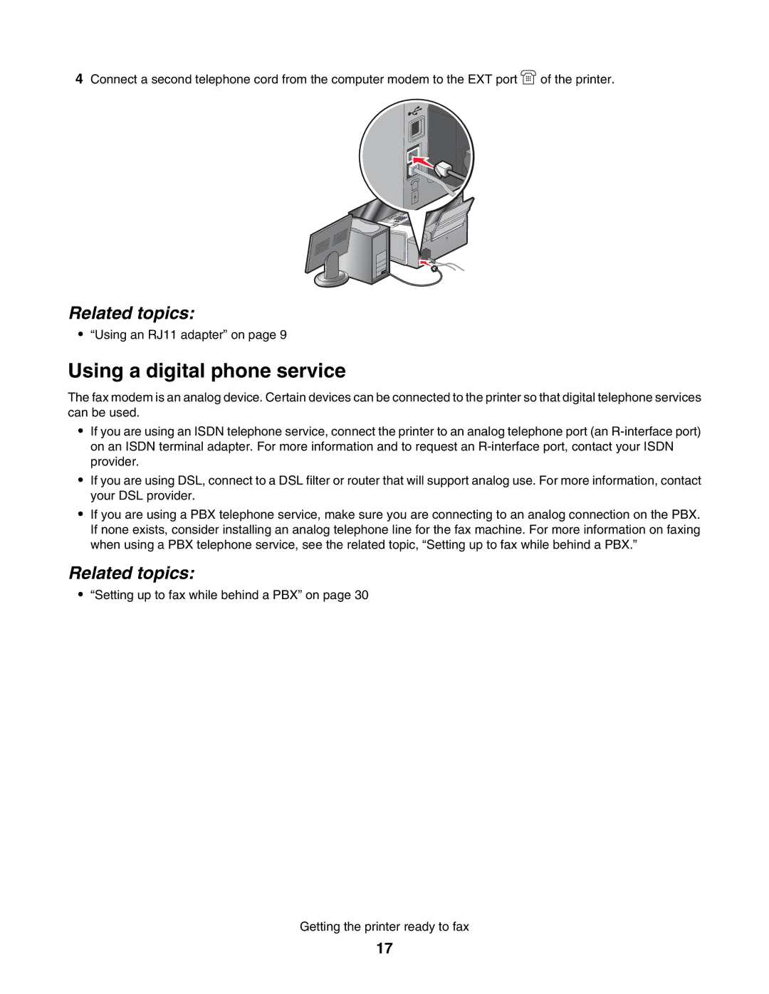 Lexmark 5000 Series manual Using a digital phone service 