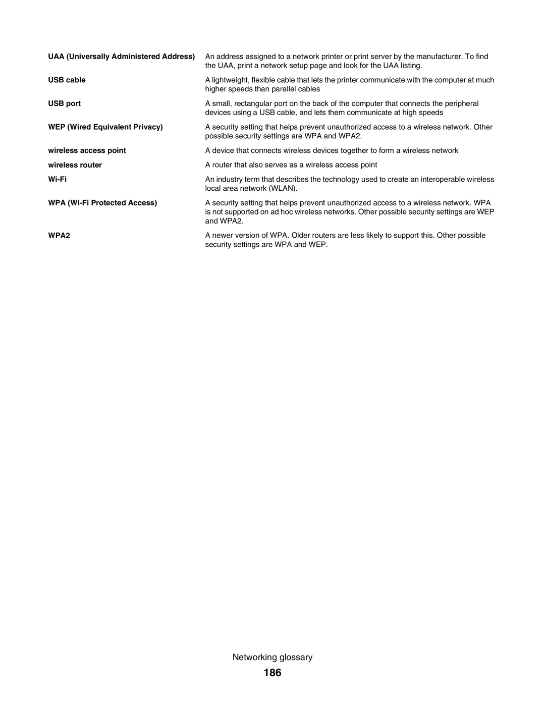 Lexmark 5000 Series manual 186, UAA Universally Administered Address 