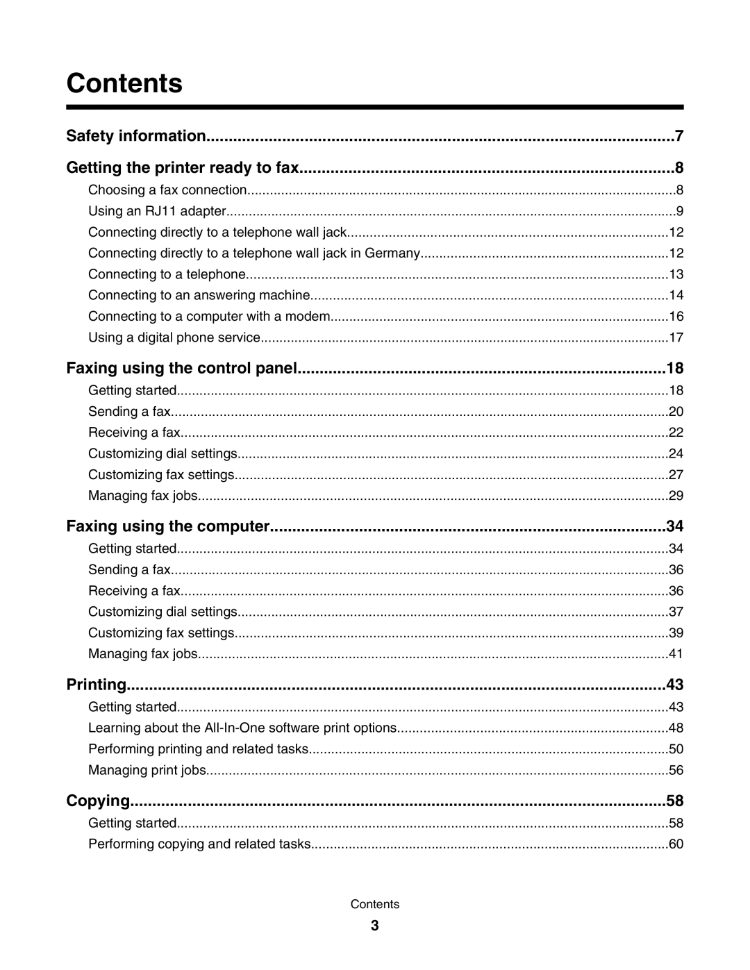 Lexmark 5000 Series manual Contents 