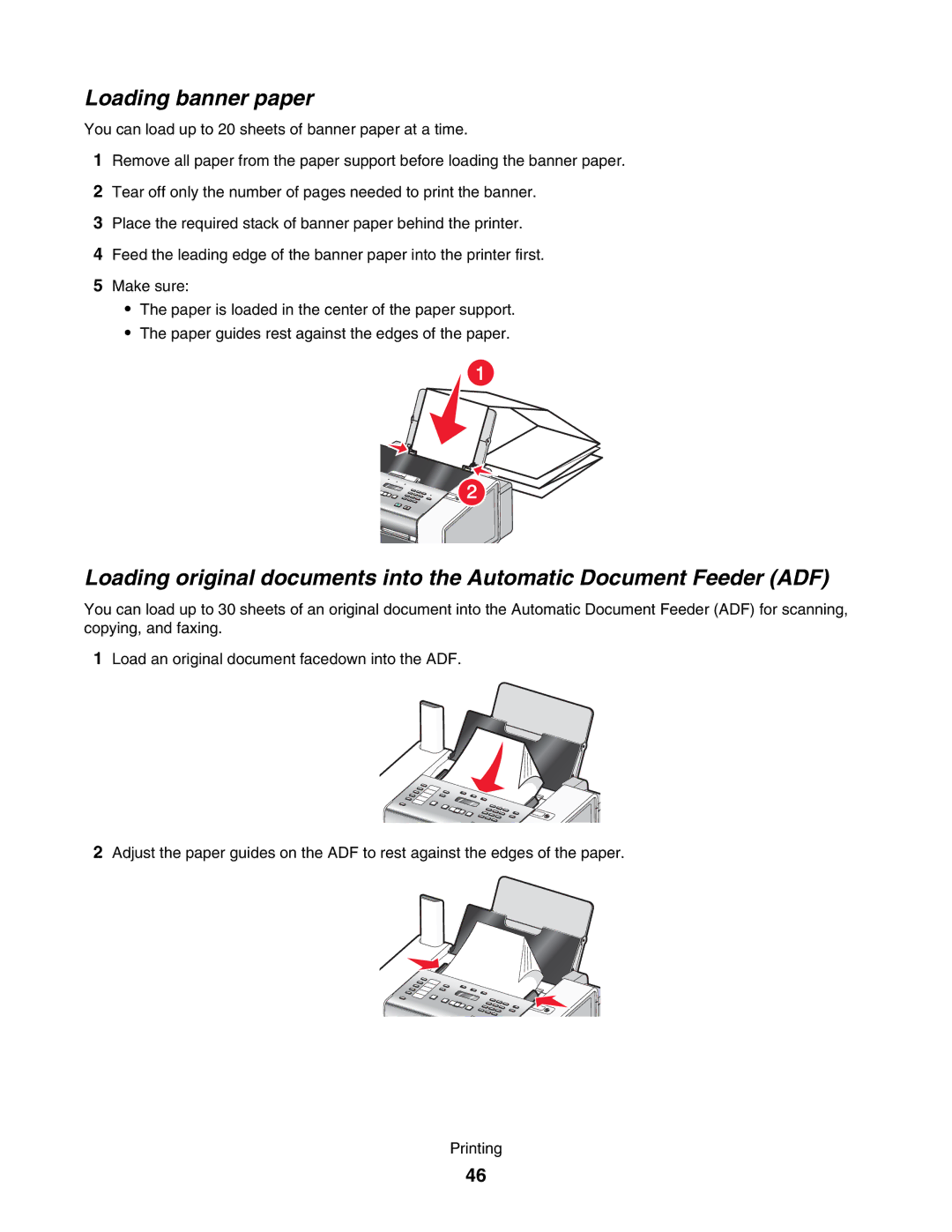 Lexmark 5000 Series manual Loading banner paper 