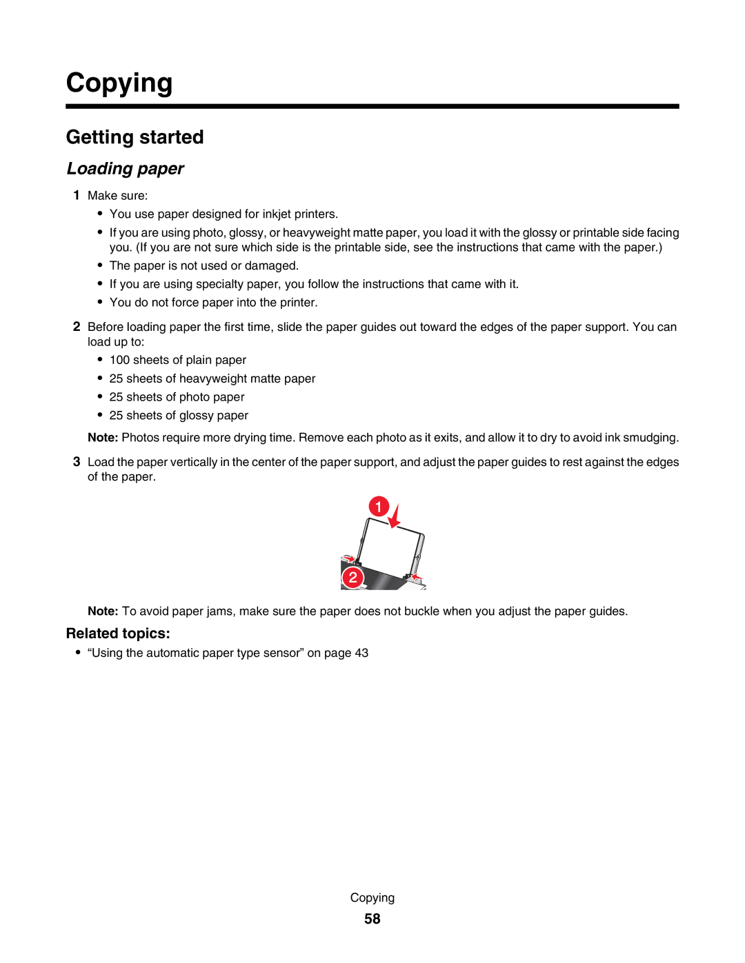 Lexmark 5000 Series manual Copying, Getting started 