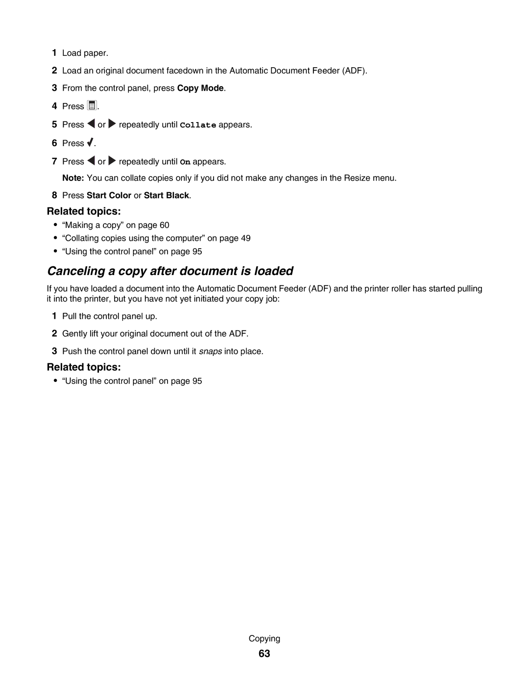 Lexmark 5000 Series manual Canceling a copy after document is loaded 