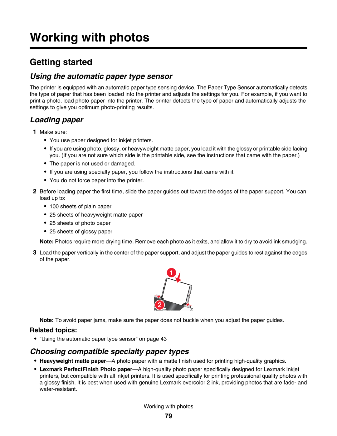 Lexmark 5000 Series manual Working with photos, Getting started 