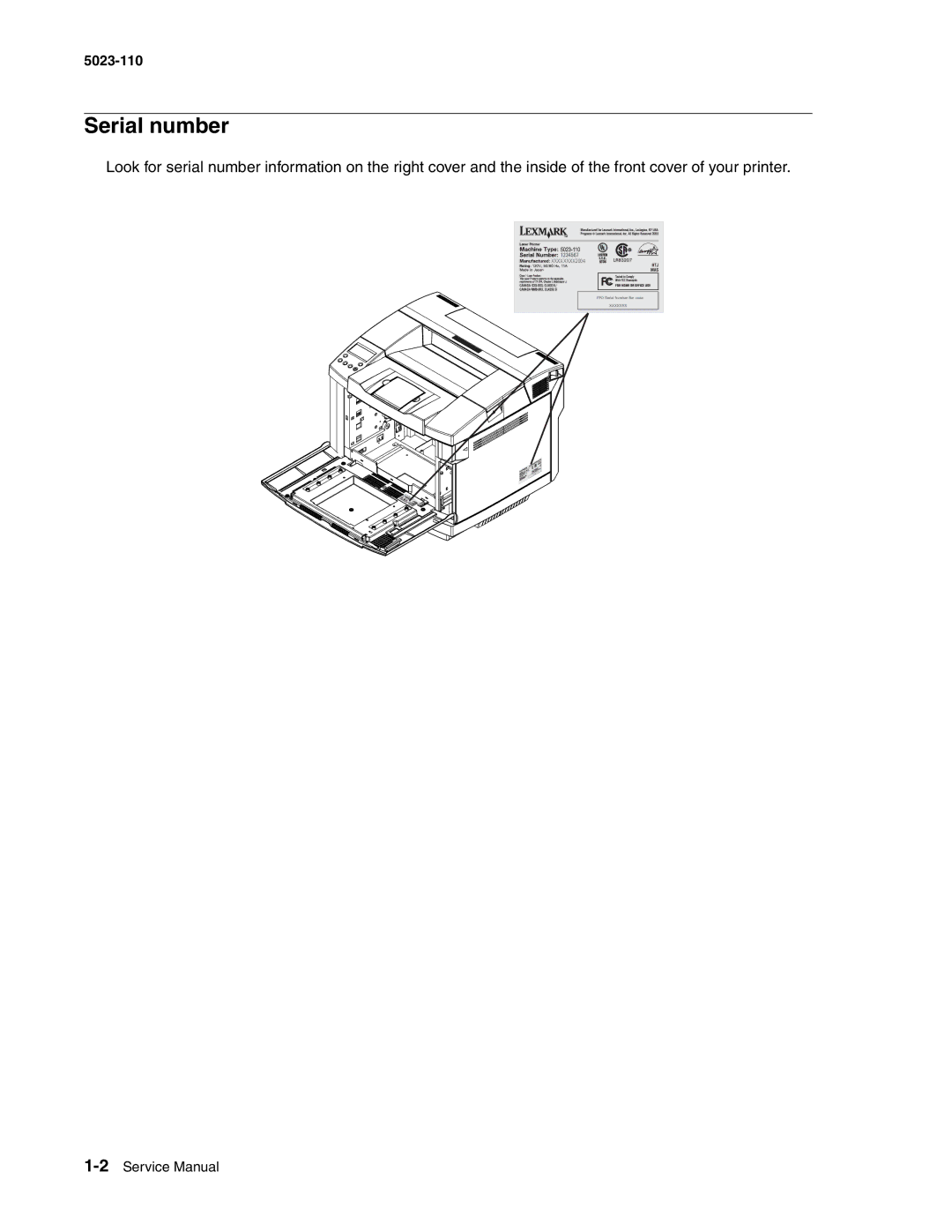 Lexmark 500n manual Serial number 