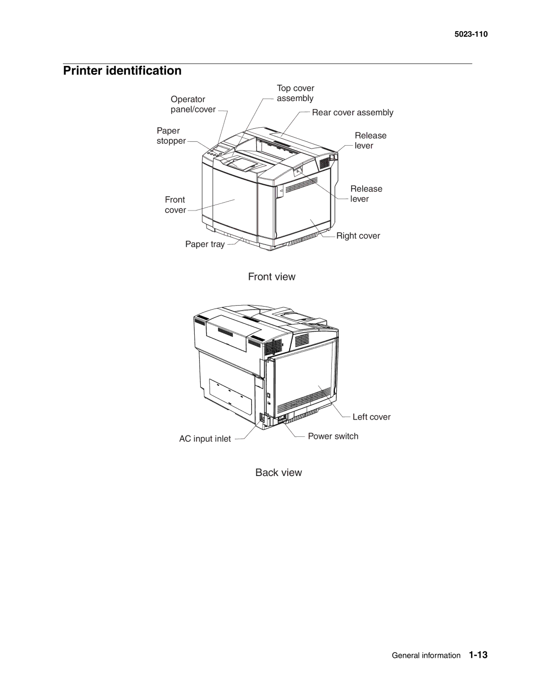 Lexmark 500n manual Printer identification 