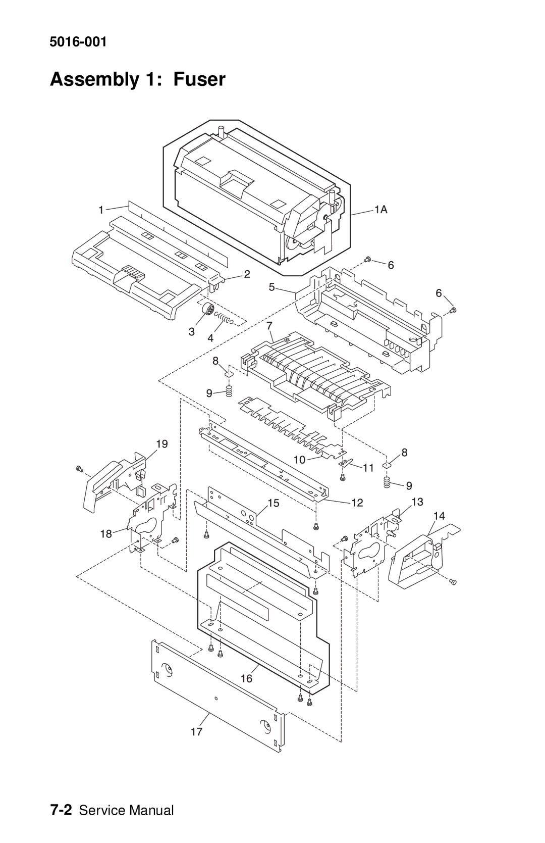 Lexmark 5016-001 manual Assembly 1 Fuser 