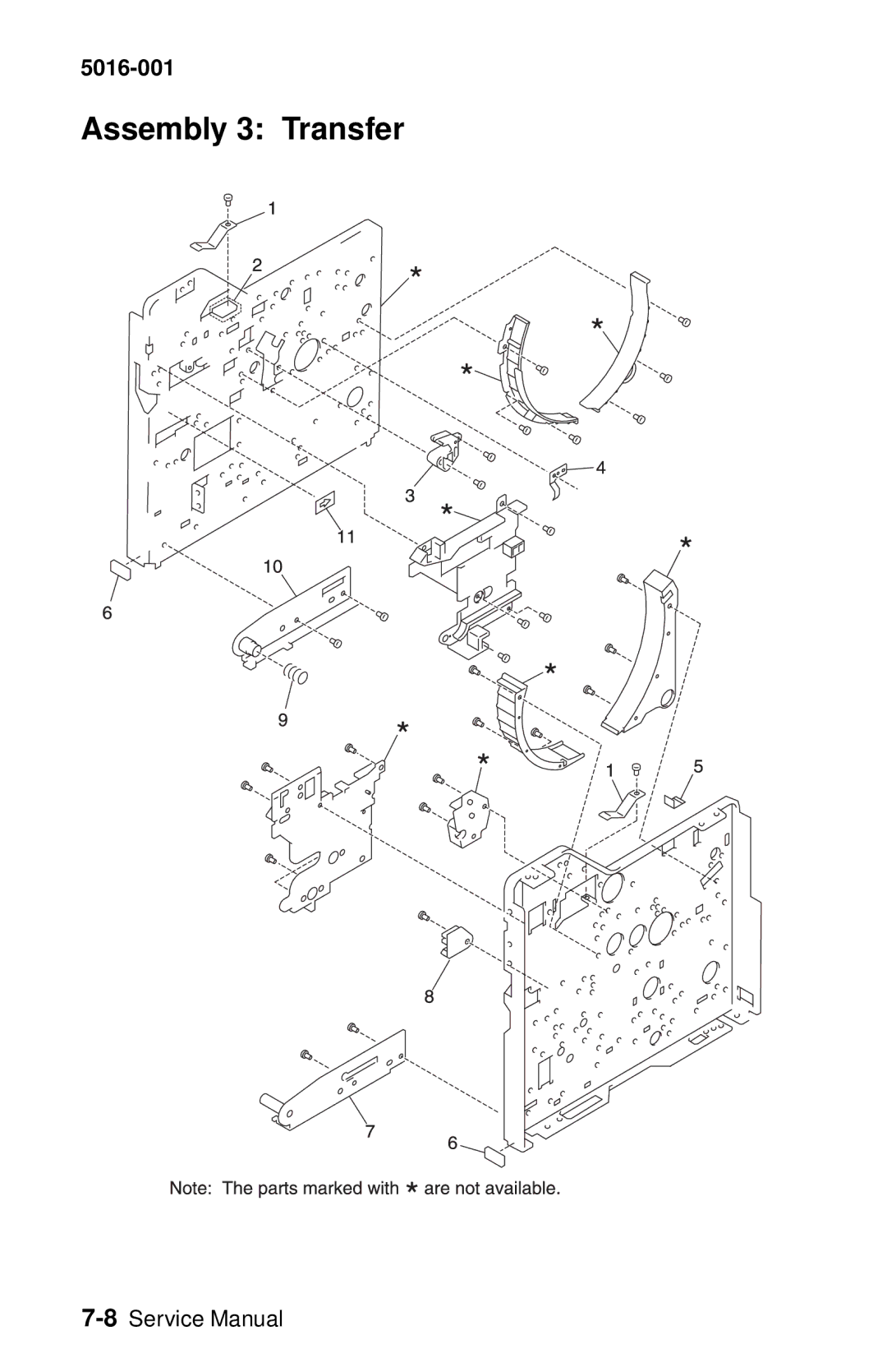 Lexmark 5016-001 manual Assembly 3 Transfer 