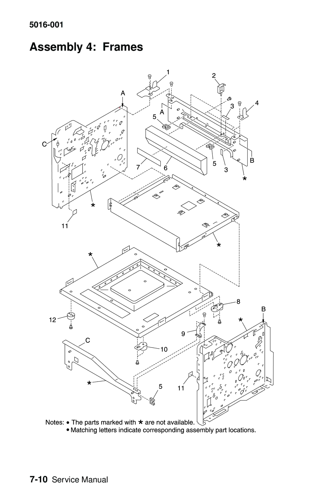 Lexmark 5016-001 manual Assembly 4 Frames 