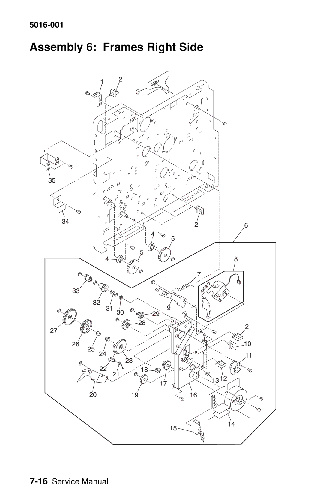 Lexmark 5016-001 manual Assembly 6 Frames Right Side 