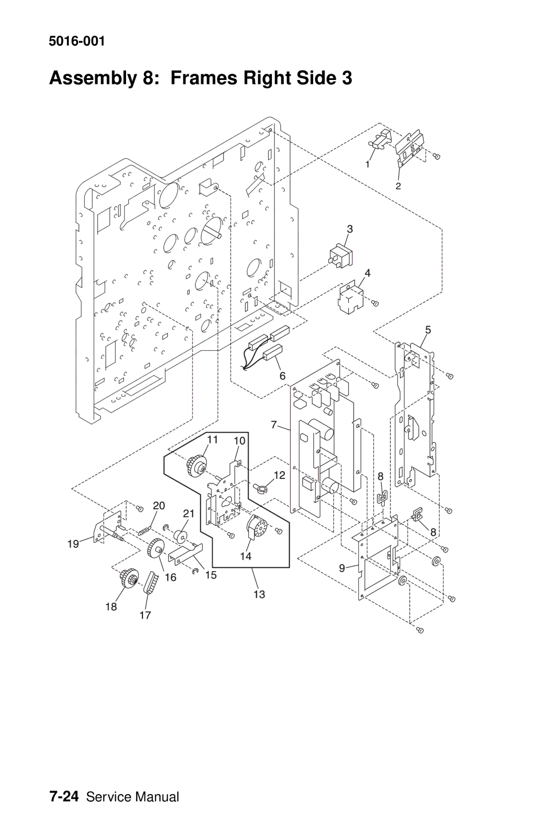 Lexmark 5016-001 manual Assembly 8 Frames Right Side 