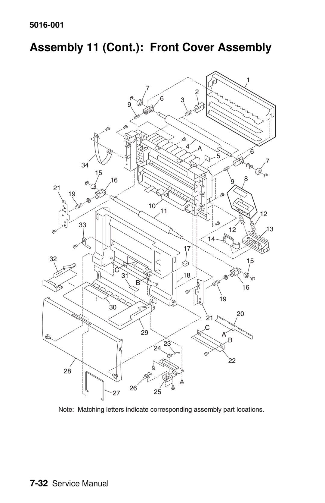 Lexmark 5016-001 manual Assembly 11 Cont. Front Cover Assembly 