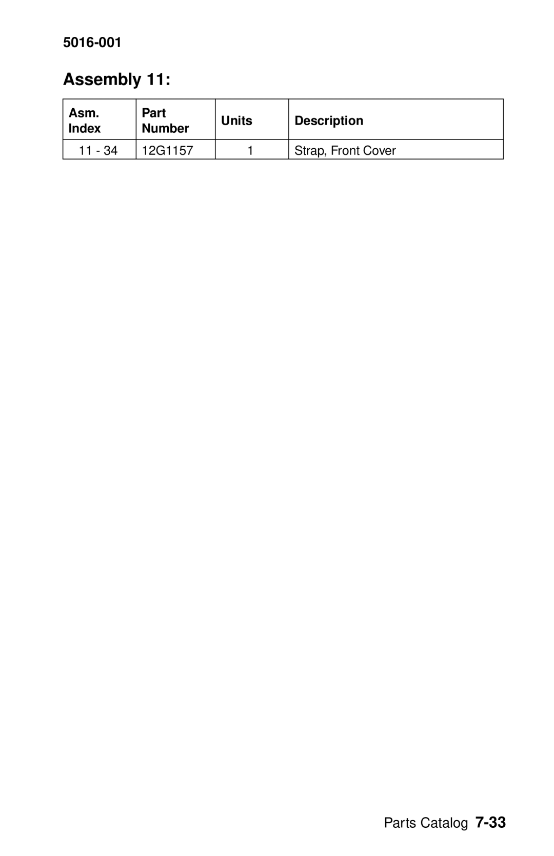 Lexmark 5016-001 manual Assembly 