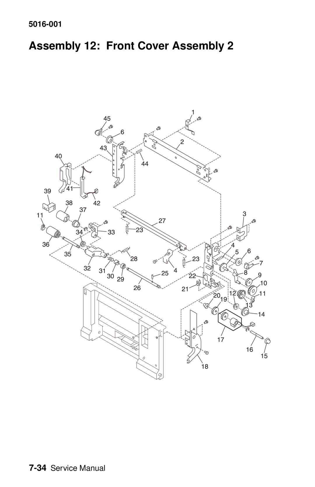 Lexmark 5016-001 manual Assembly 12 Front Cover Assembly 