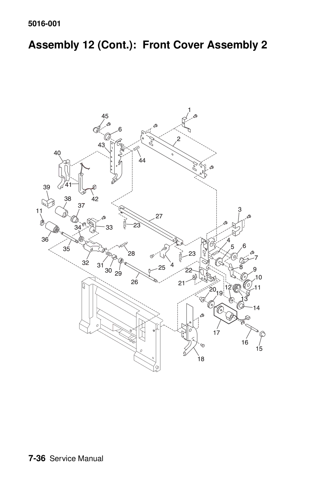 Lexmark 5016-001 manual Assembly 12 Cont. Front Cover Assembly 