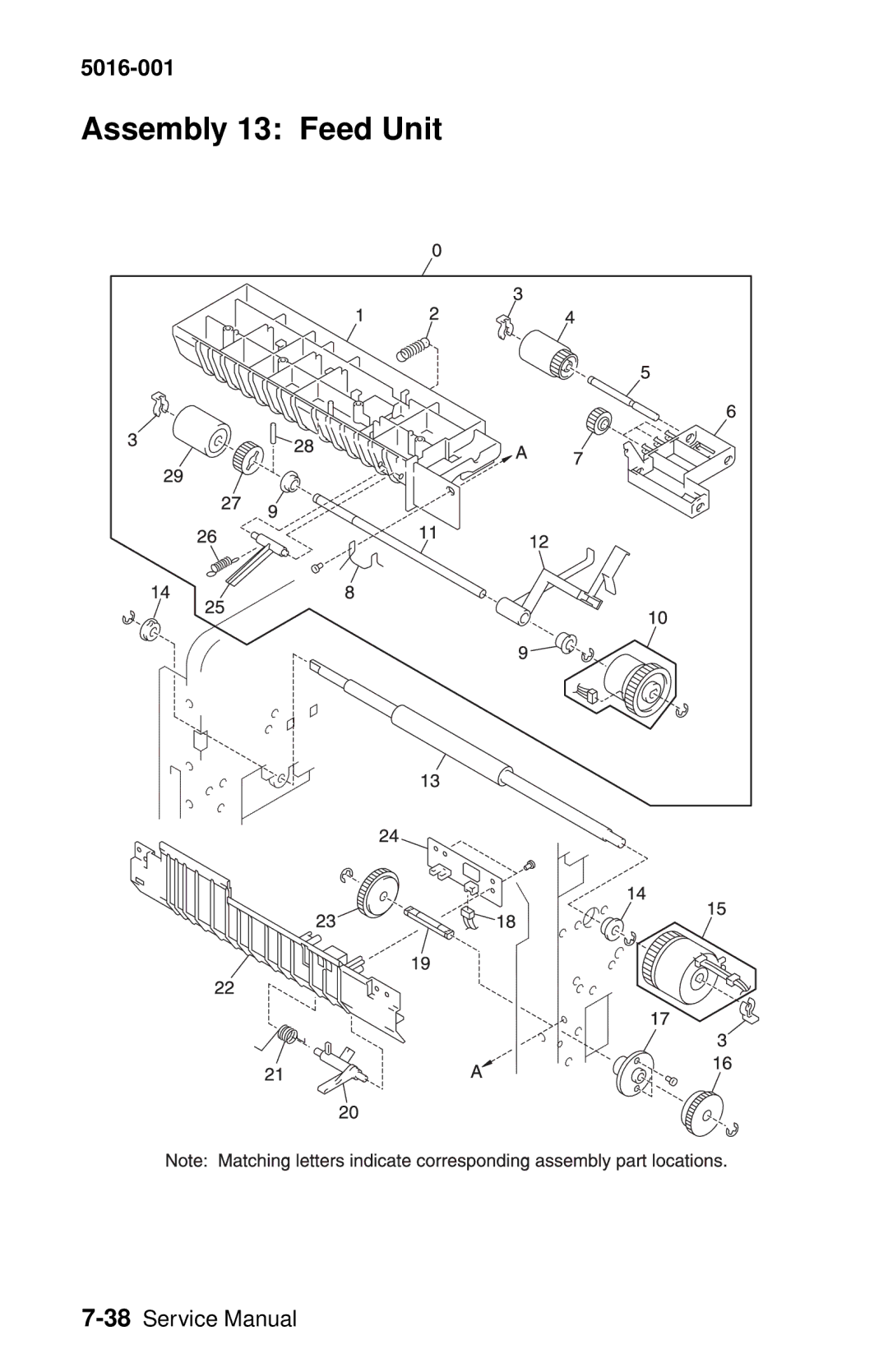 Lexmark 5016-001 manual Assembly 13 Feed Unit 