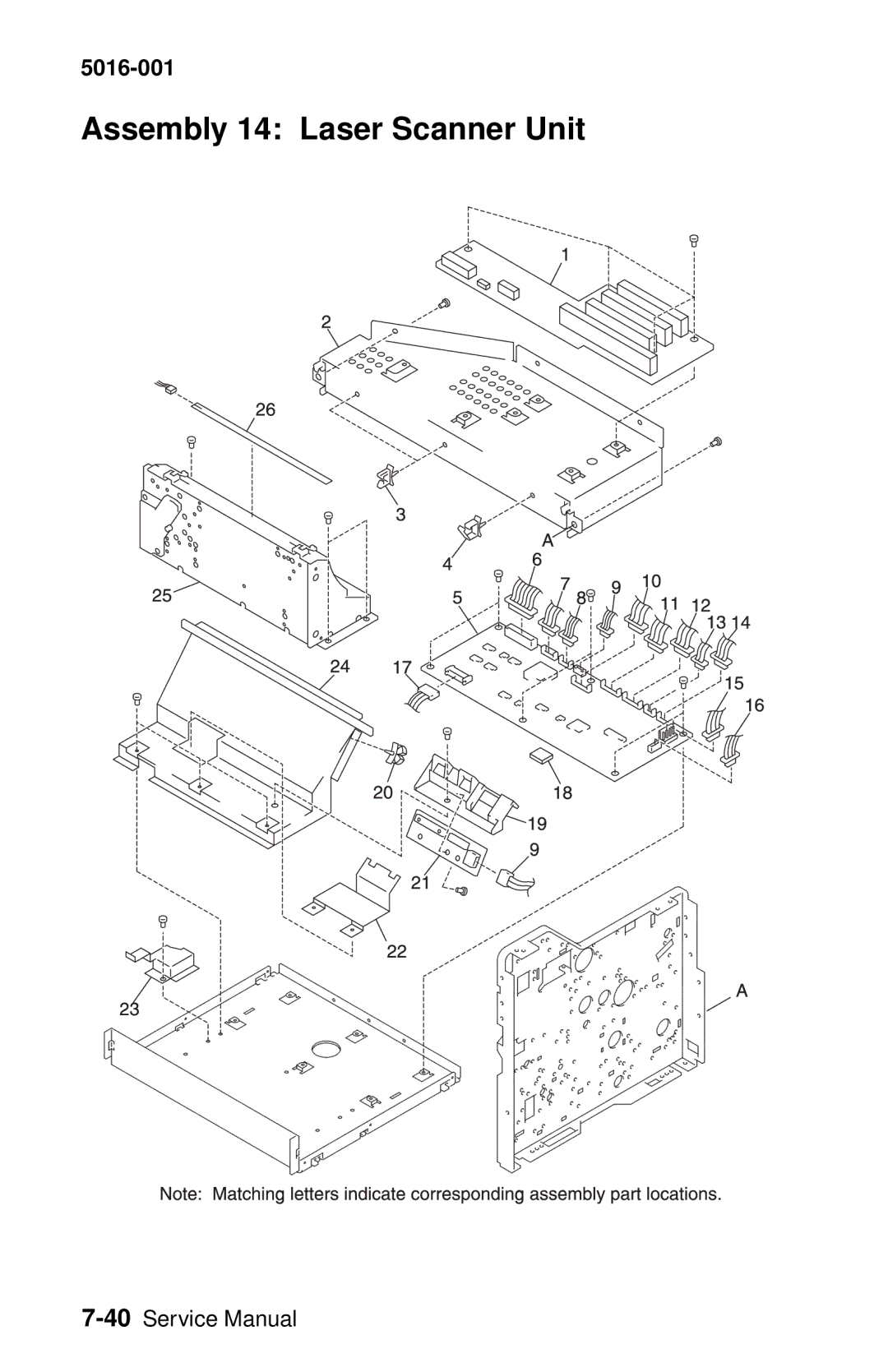 Lexmark 5016-001 manual Assembly 14 Laser Scanner Unit 