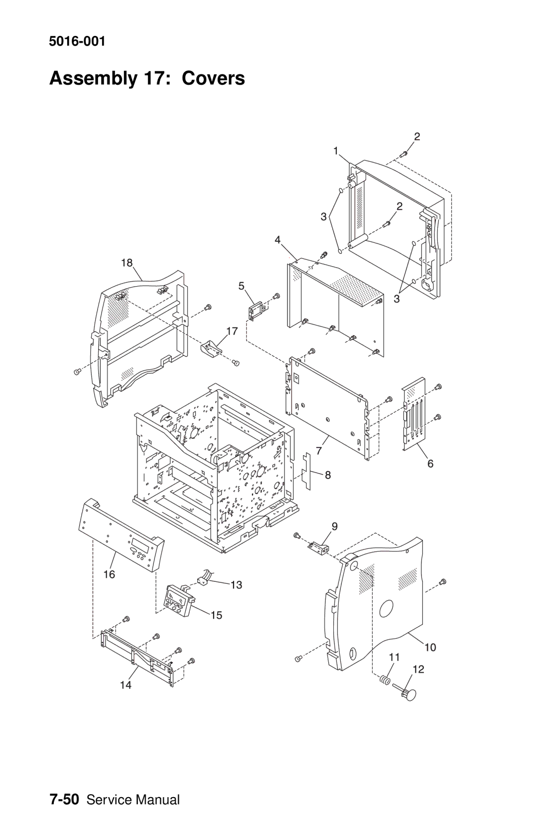 Lexmark 5016-001 manual Assembly 17 Covers 