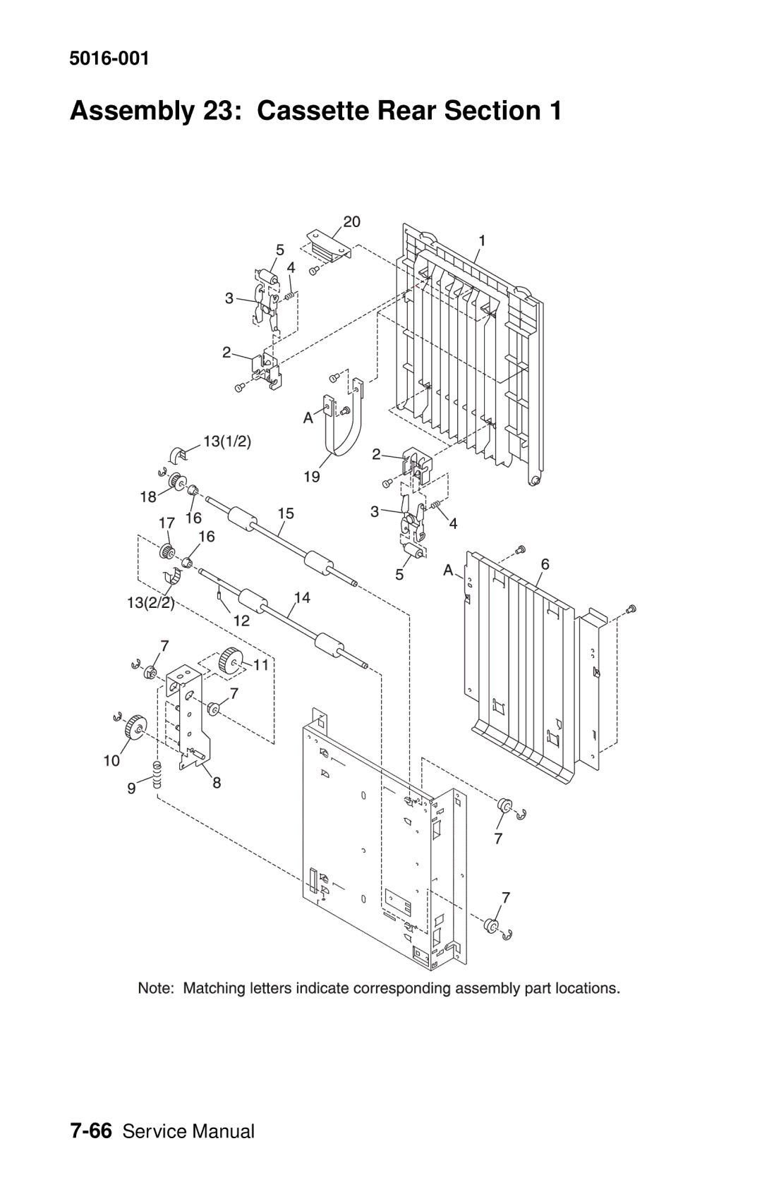 Lexmark 5016-001 manual Assembly 23 Cassette Rear Section 