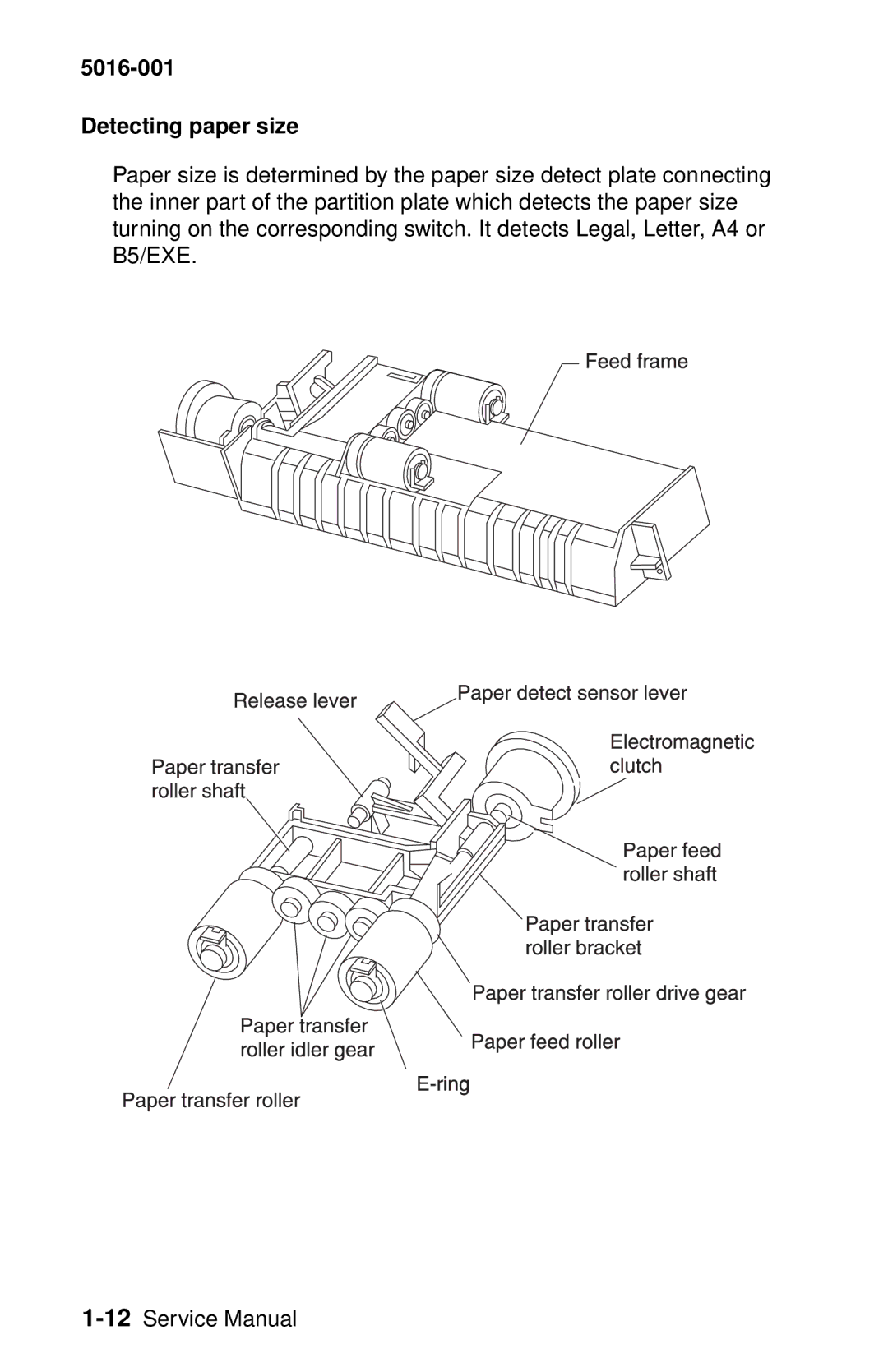 Lexmark 5016-001 manual Detecting paper size 