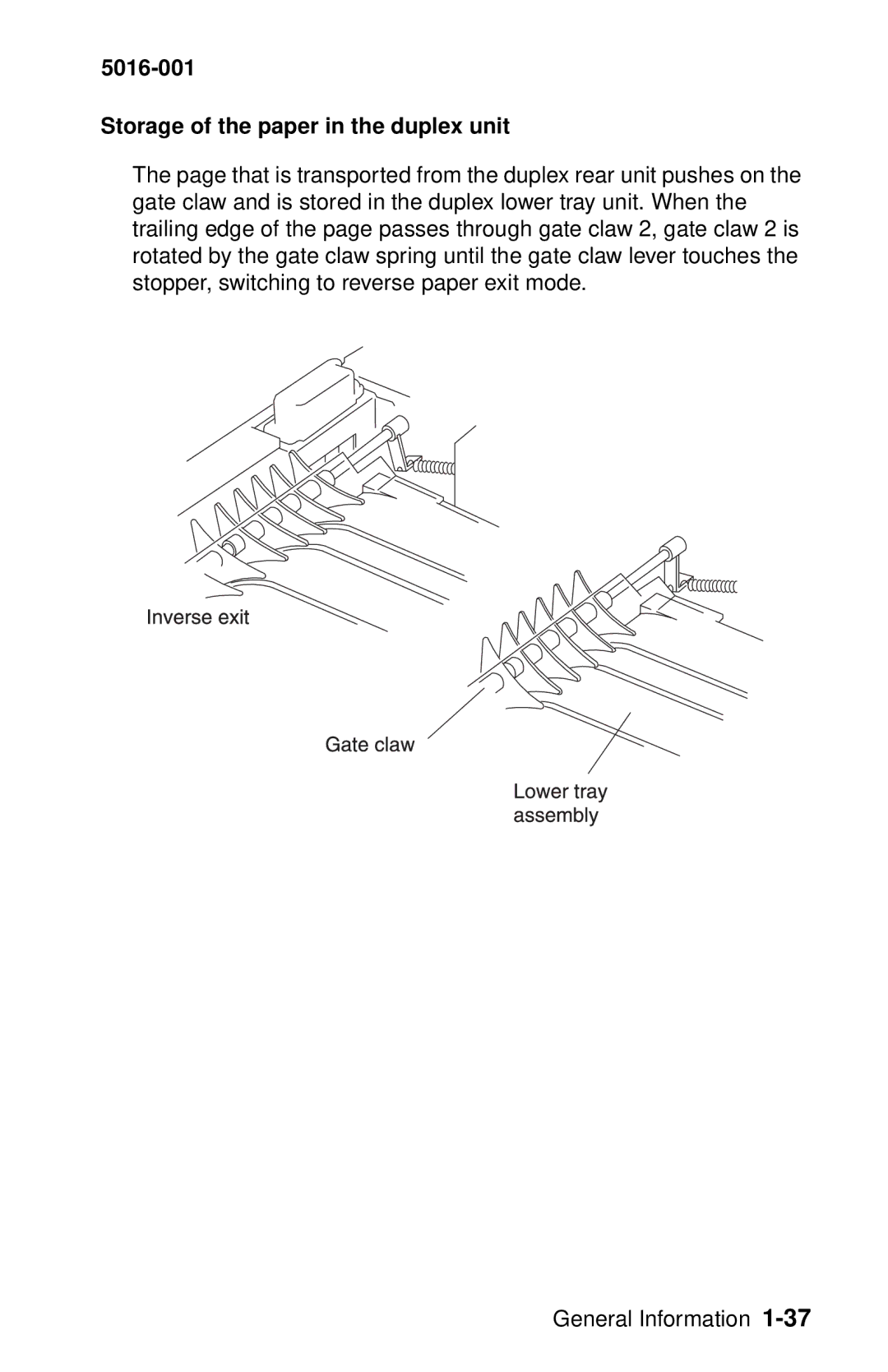 Lexmark 5016-001 manual Storage of the paper in the duplex unit 