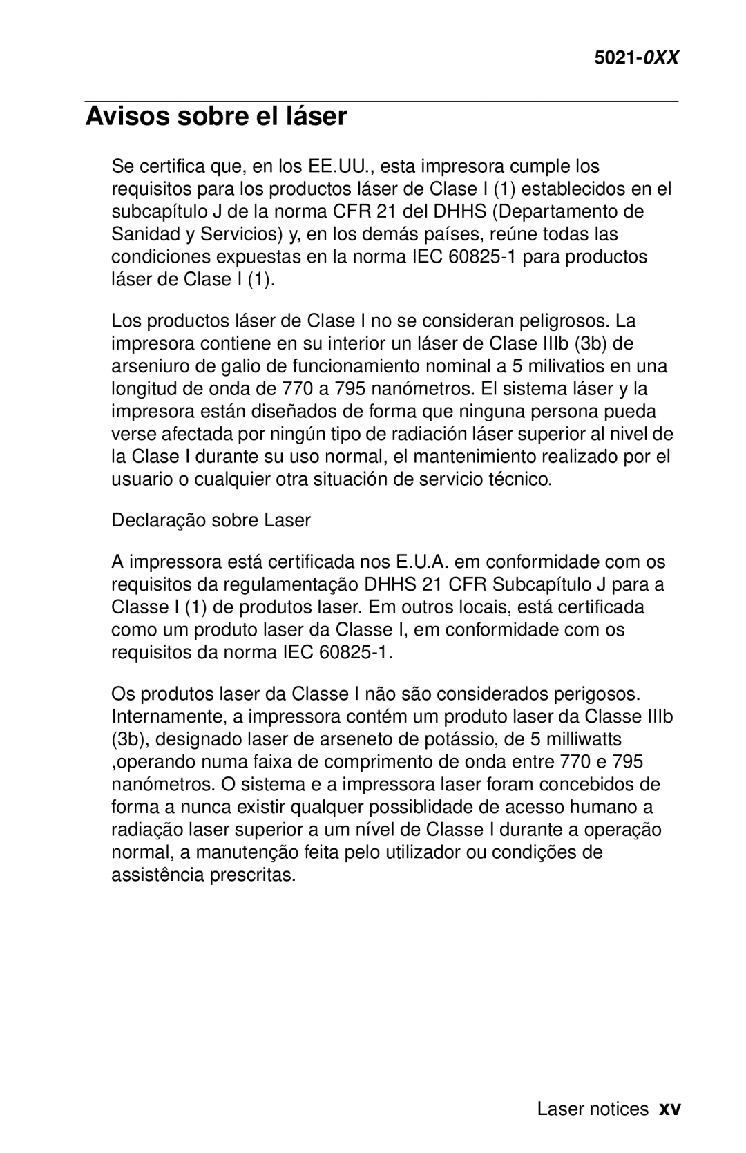 Lexmark 5021-0XX manual Avisos sobre el lá ser 