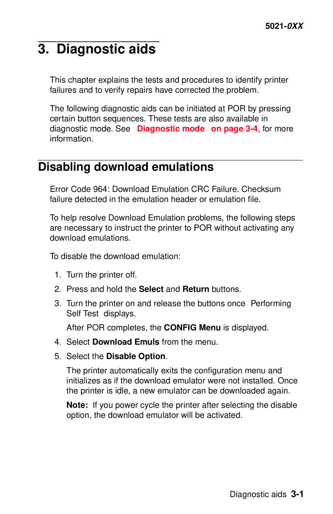 Lexmark 5021-0XX manual Disabling download emulations, Select the Disable Option 