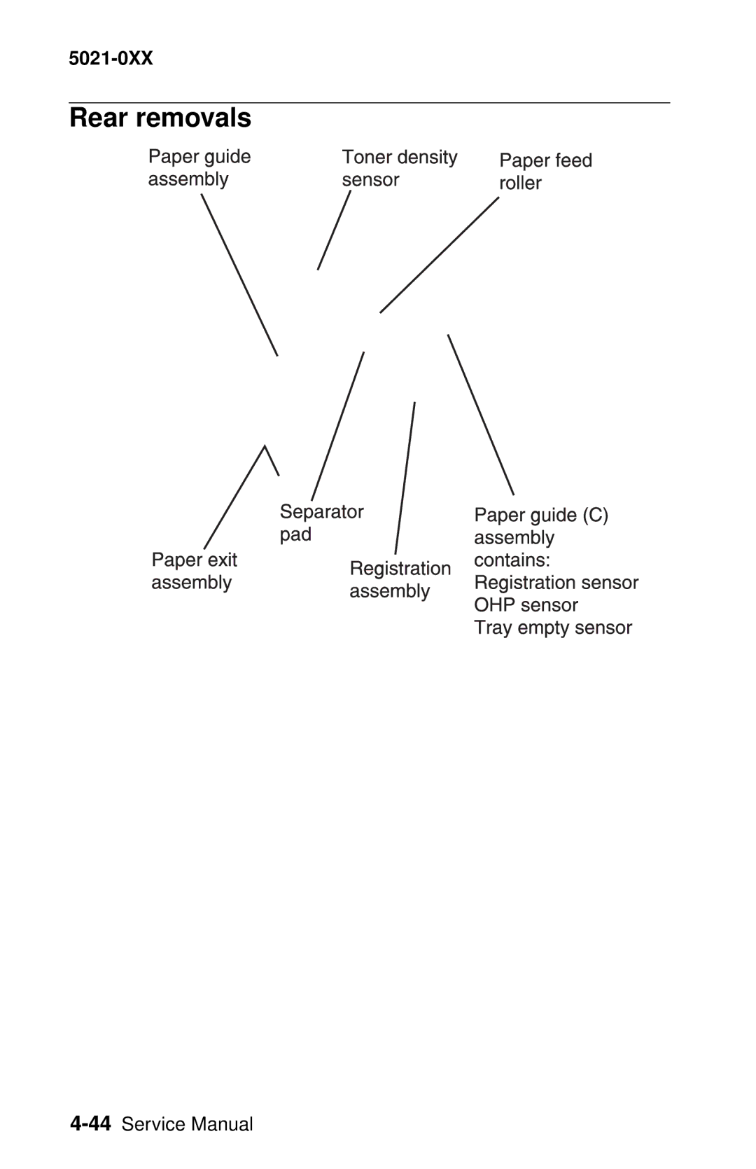 Lexmark 5021-0XX manual Rear removals 