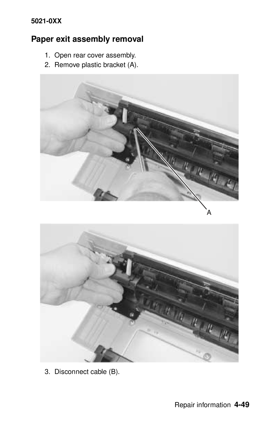 Lexmark 5021-0XX manual Paper exit assembly removal 