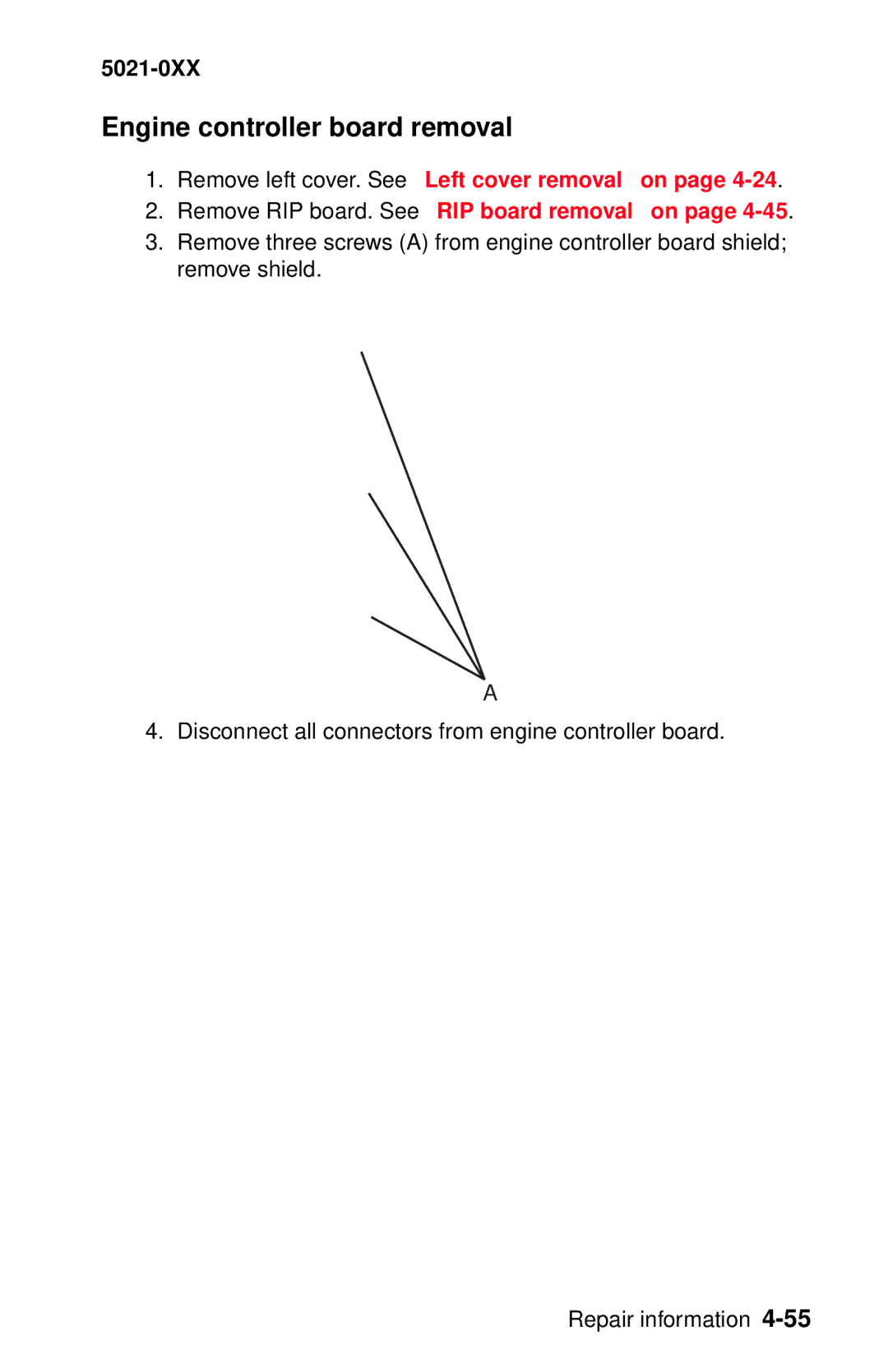 Lexmark 5021-0XX manual Engine controller board removal 