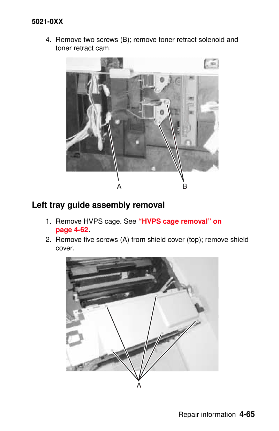 Lexmark 5021-0XX manual Left tray guide assembly removal 