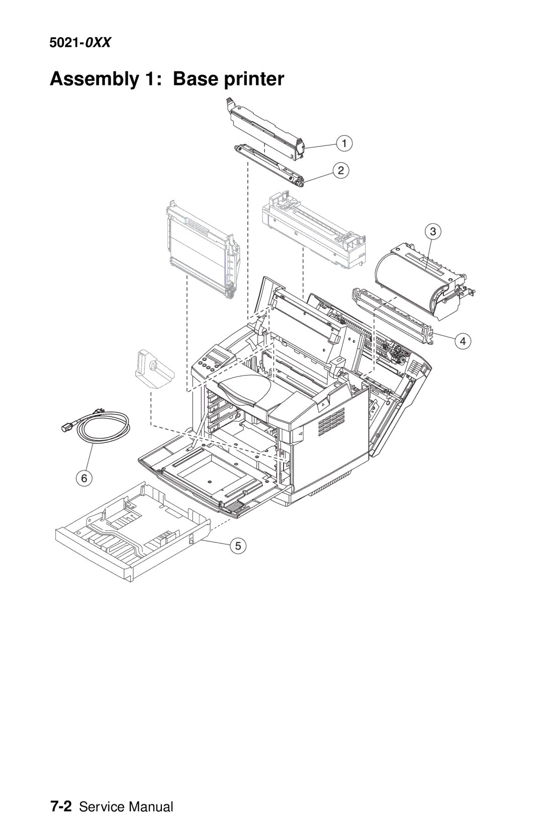 Lexmark 5021-0XX manual Assembly 1 Base printer 