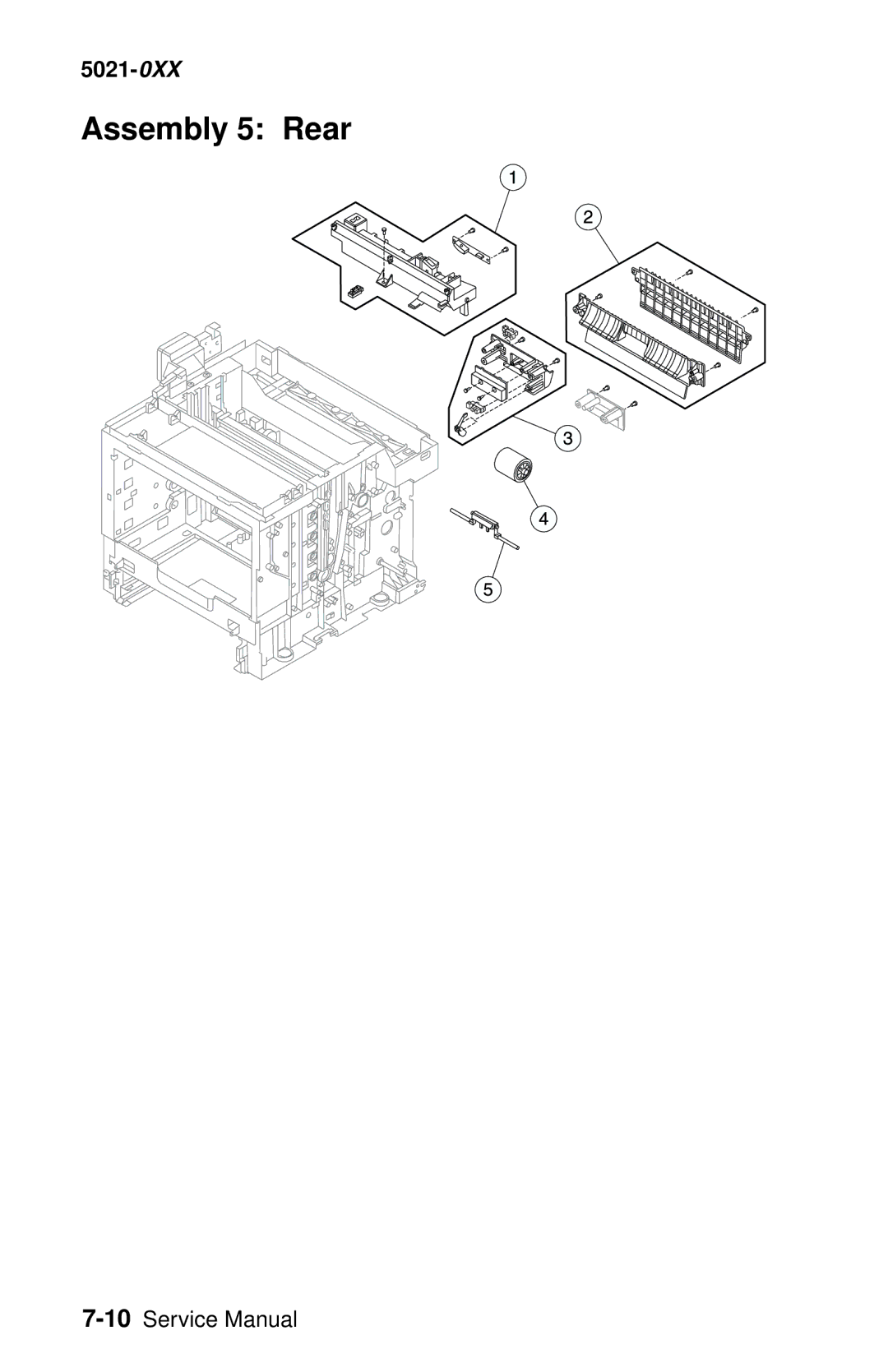 Lexmark 5021-0XX manual Assembly 5 Rear 