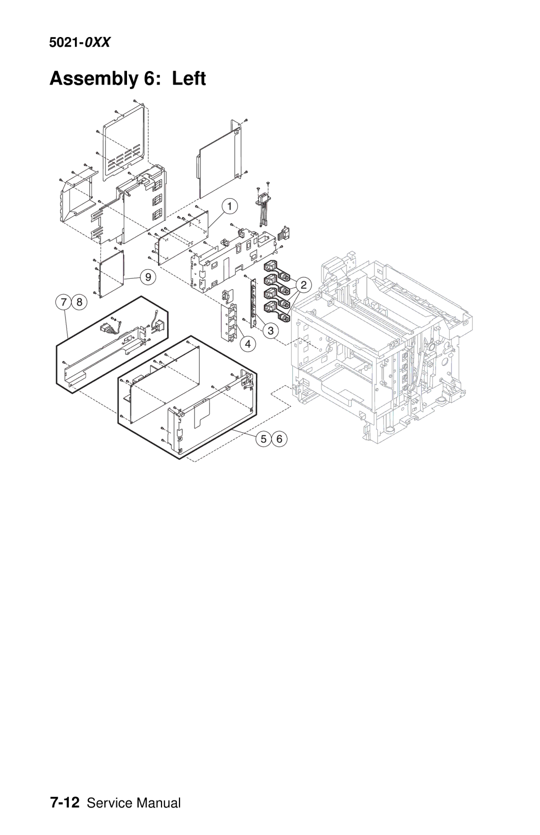 Lexmark 5021-0XX manual Assembly 6 Left 