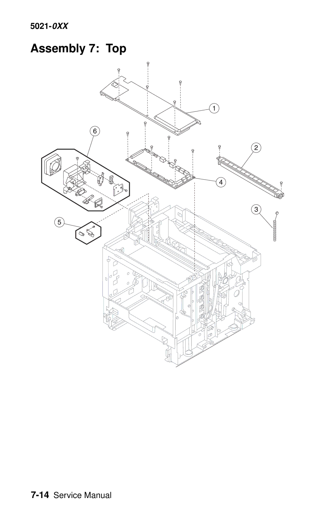 Lexmark 5021-0XX manual Assembly 7 Top 