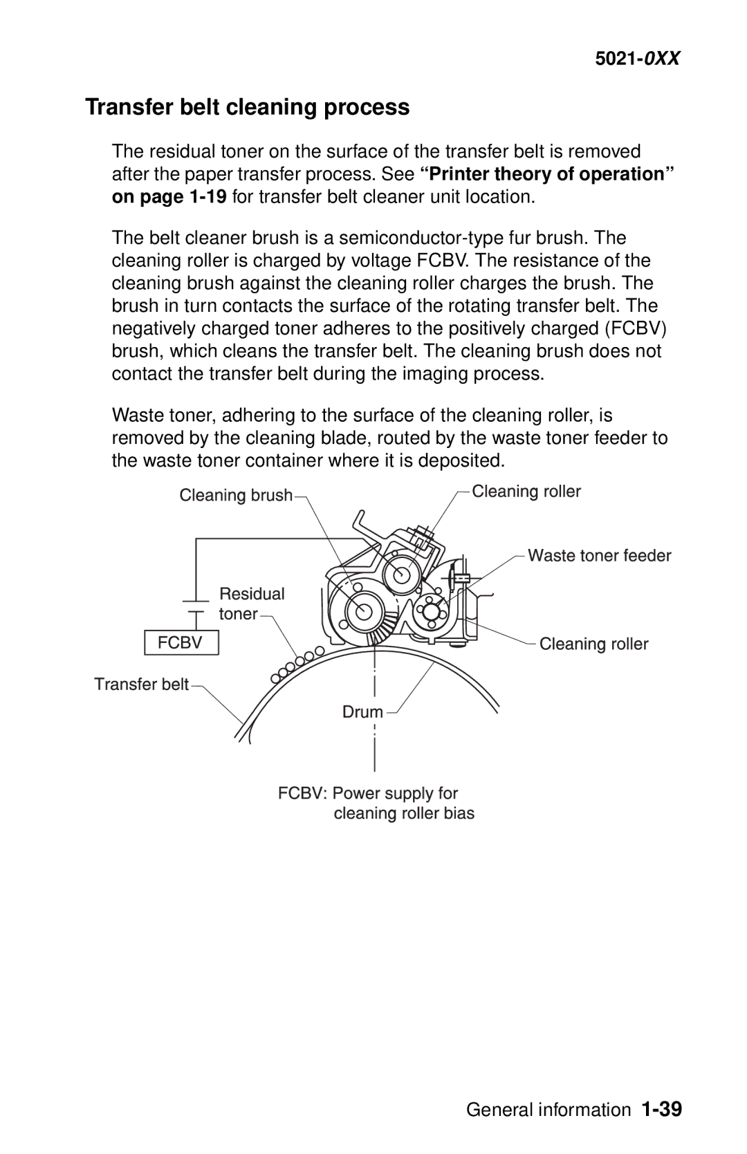 Lexmark 5021-0XX manual Transfer belt cleaning process 