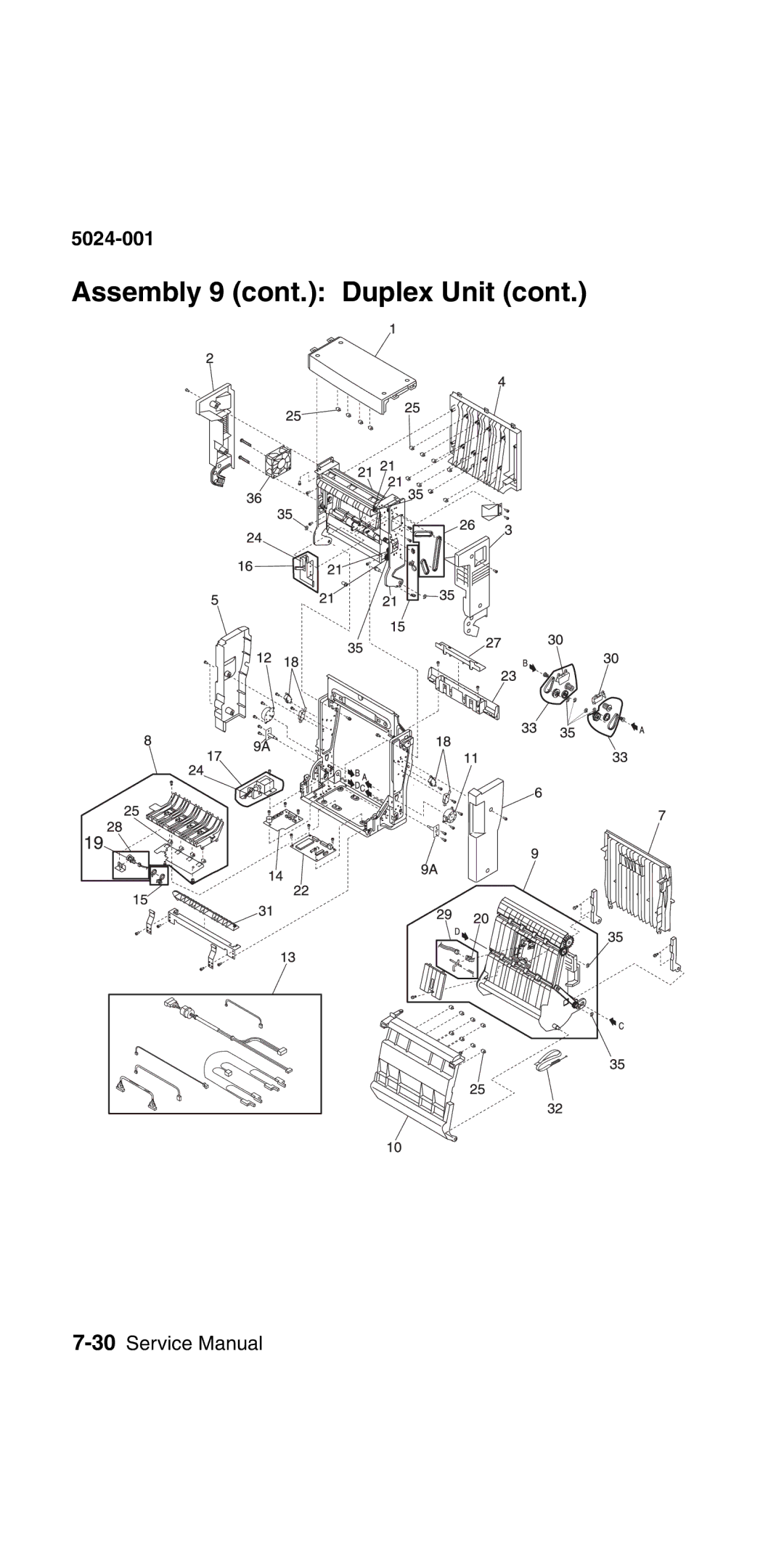 Lexmark 5024-001 manual Assembly 9 cont. Duplex Unit 