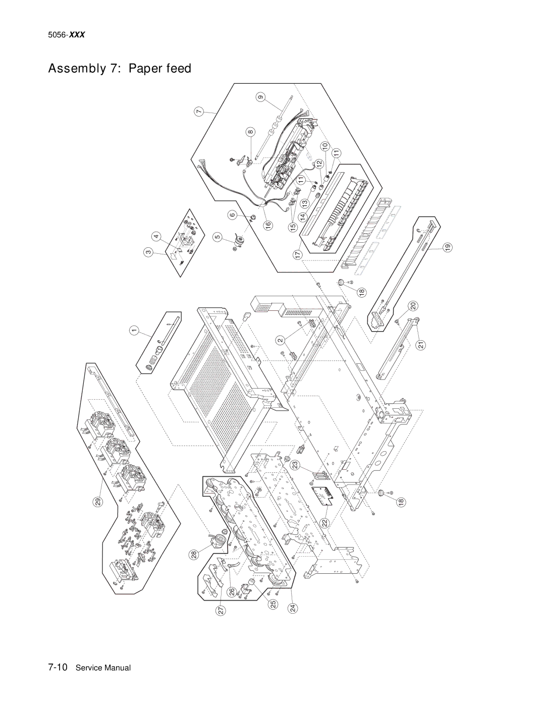 Lexmark 5056-xxx warranty Assembly 7 Paper feed 