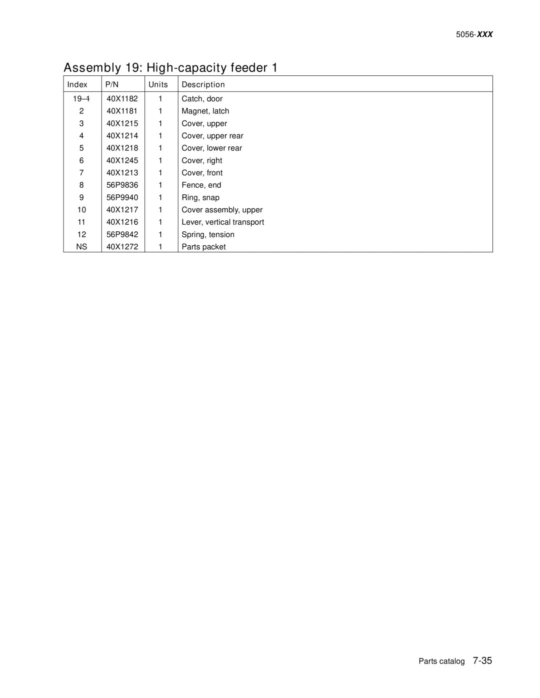 Lexmark 5056-xxx warranty 19-1 