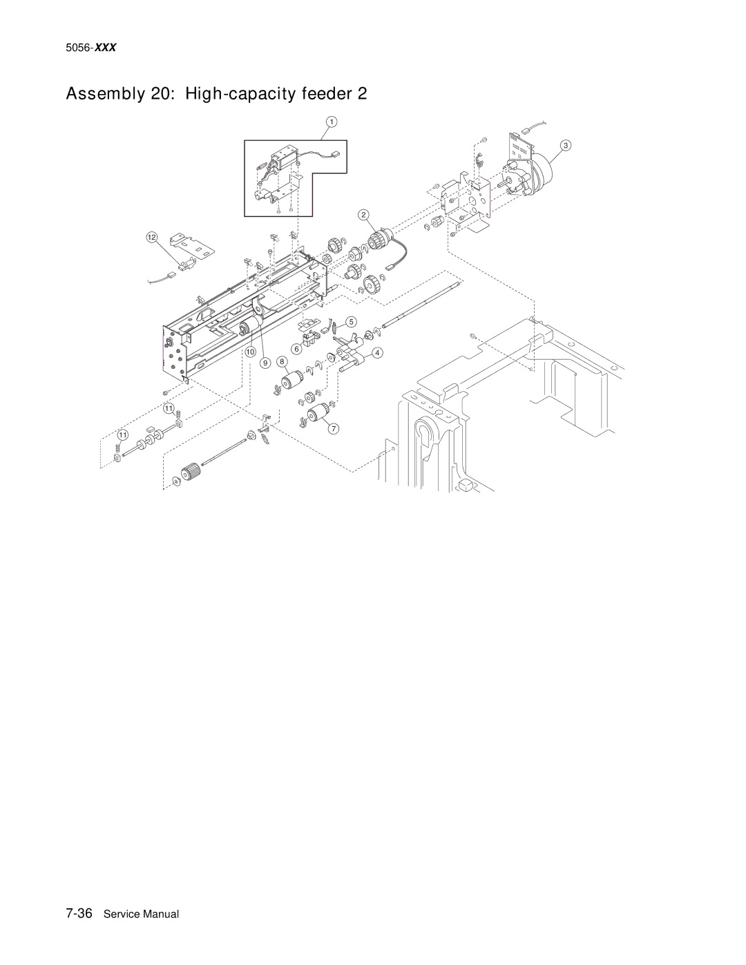 Lexmark 5056-xxx warranty Assembly 20 High-capacity feeder 