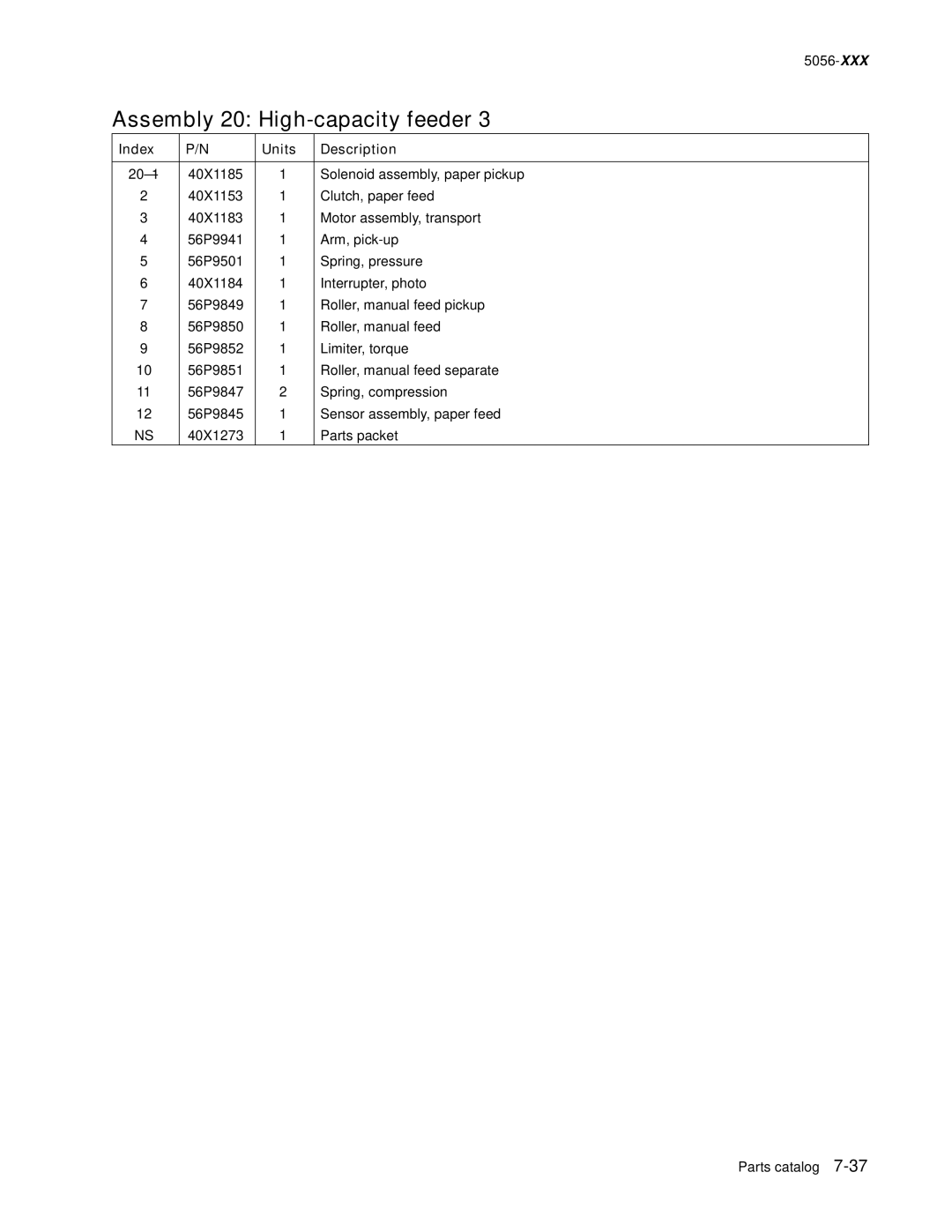 Lexmark 5056-xxx warranty 20-1 