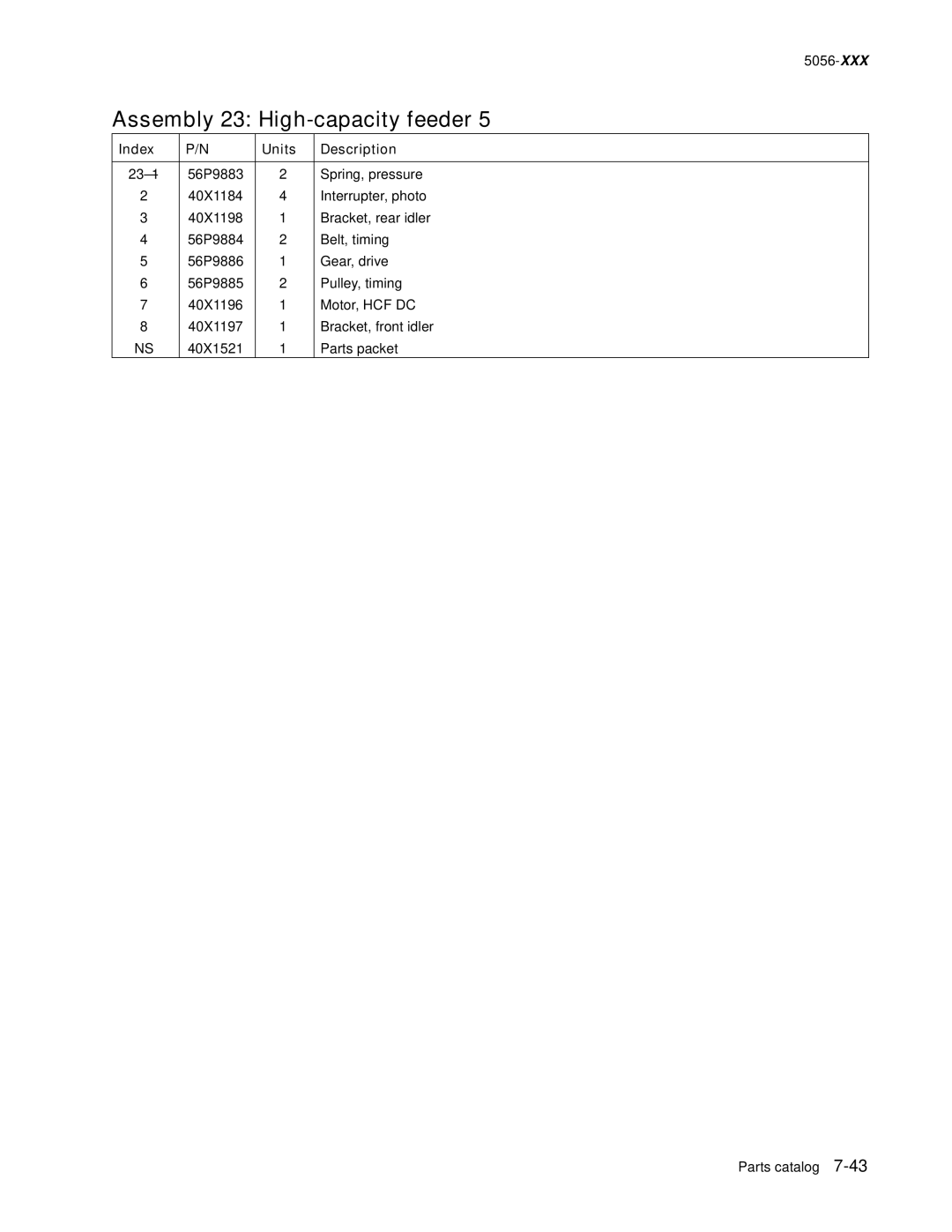 Lexmark 5056-xxx warranty 23-1 