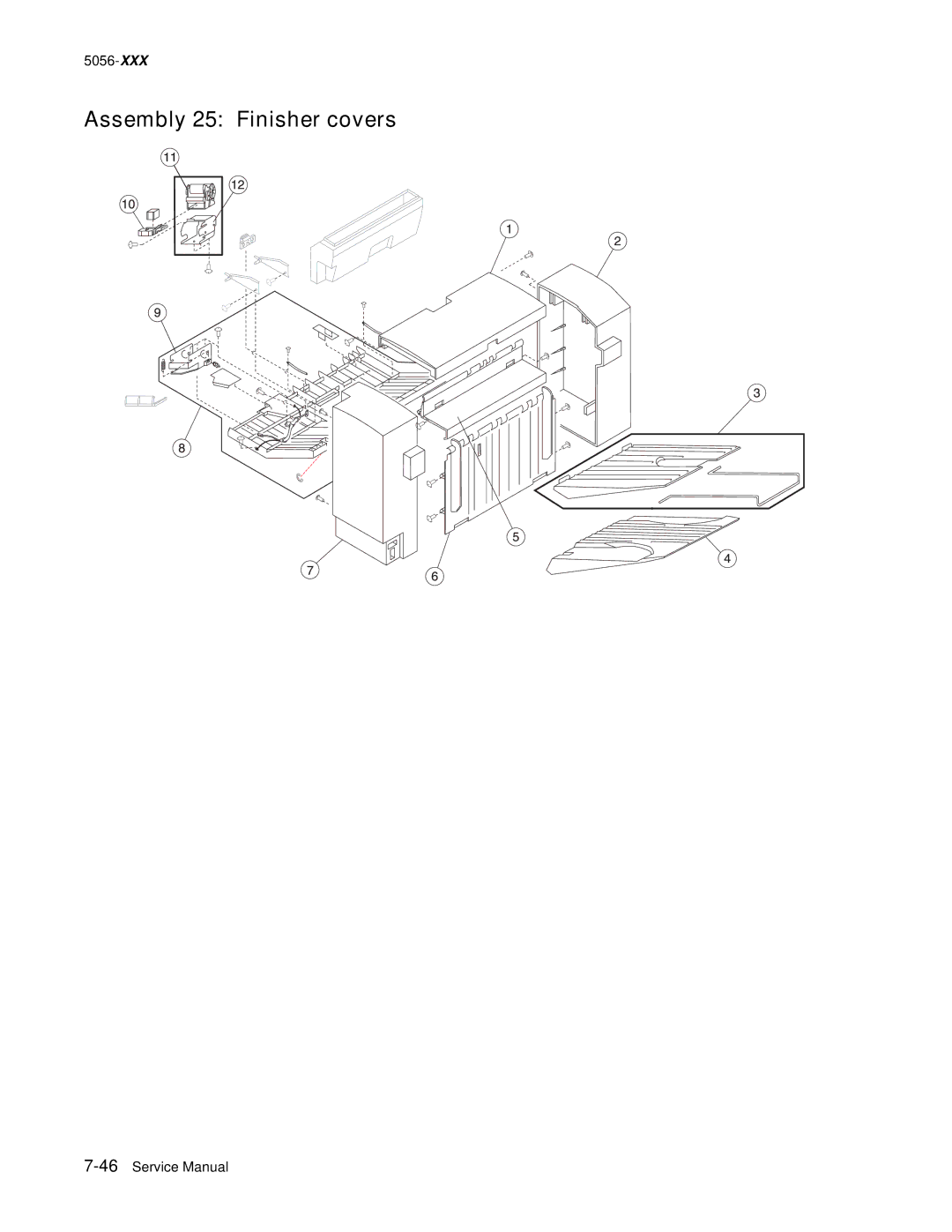 Lexmark 5056-xxx warranty Assembly 25 Finisher covers 