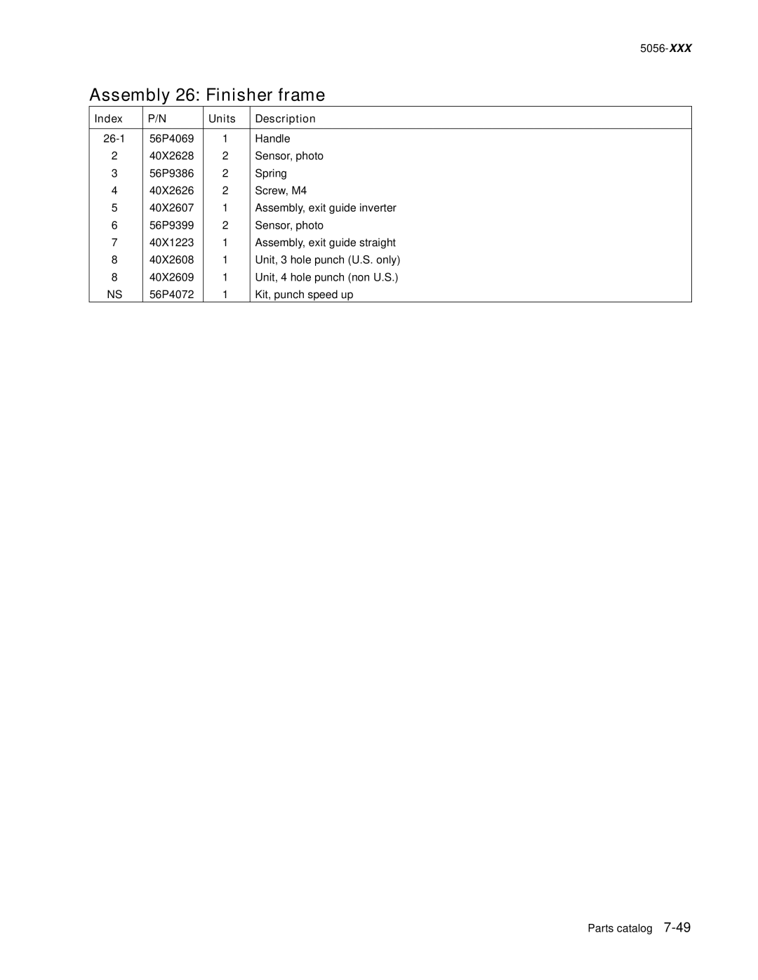 Lexmark 5056-xxx warranty 26-1 