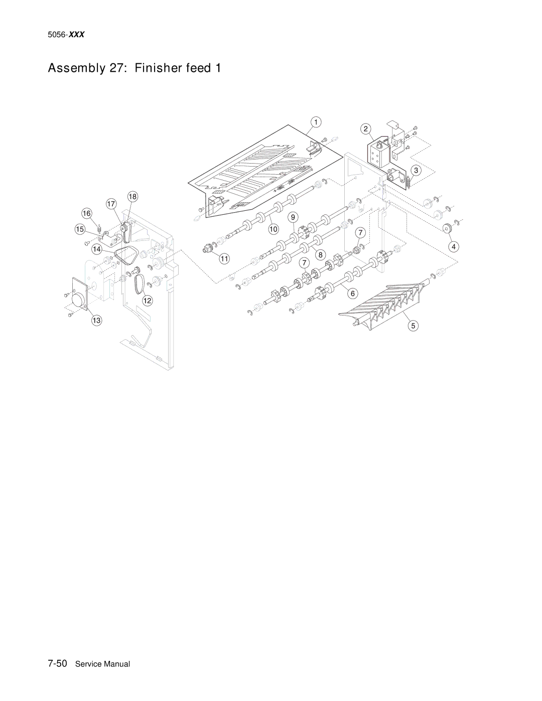 Lexmark 5056-xxx warranty Assembly 27 Finisher feed 