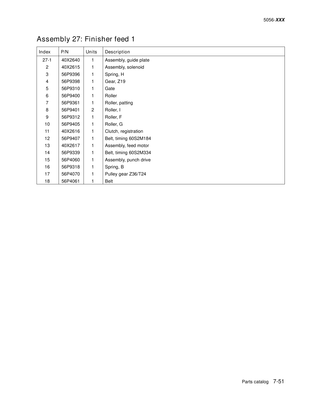 Lexmark 5056-xxx warranty 27-1 