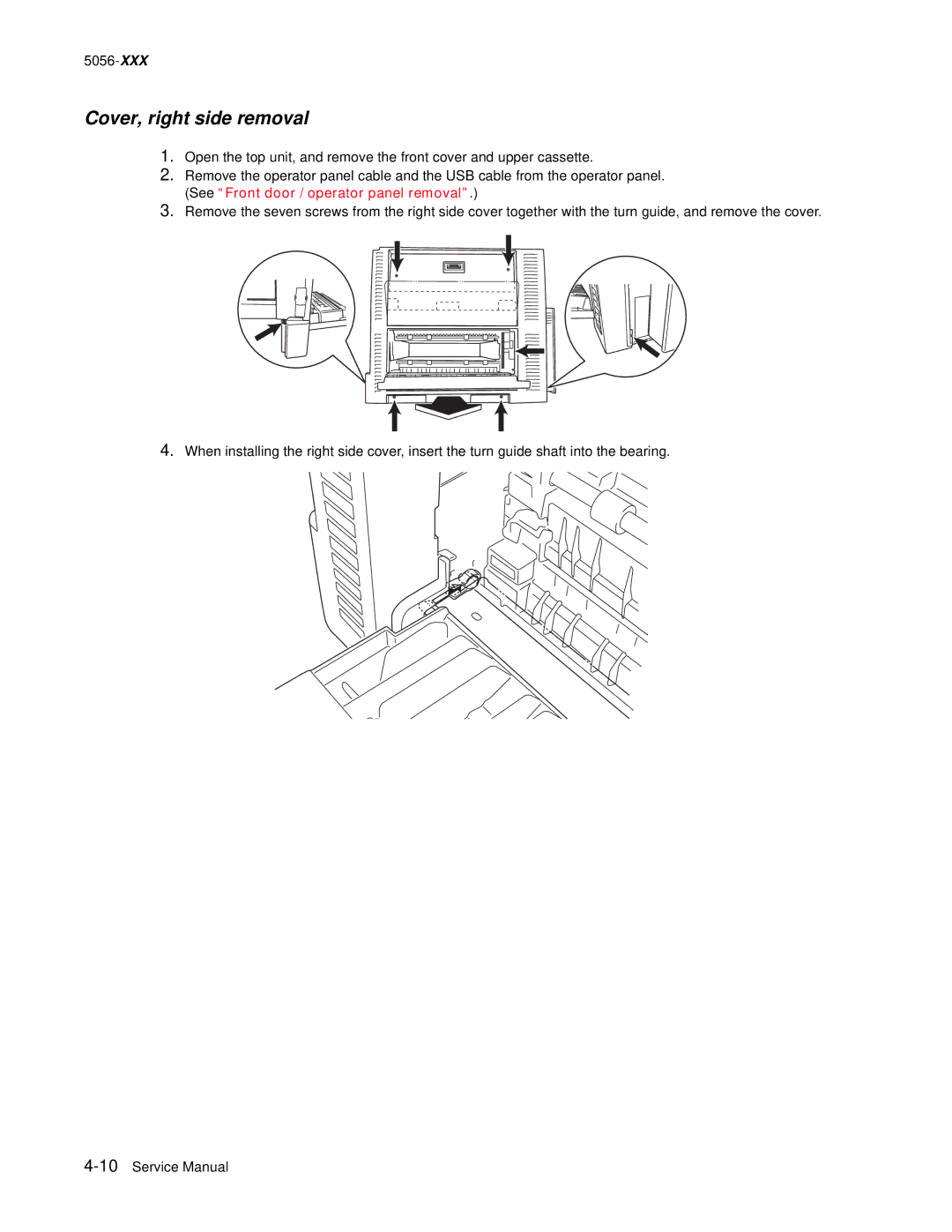 Lexmark 5056 warranty Cover, right side removal 